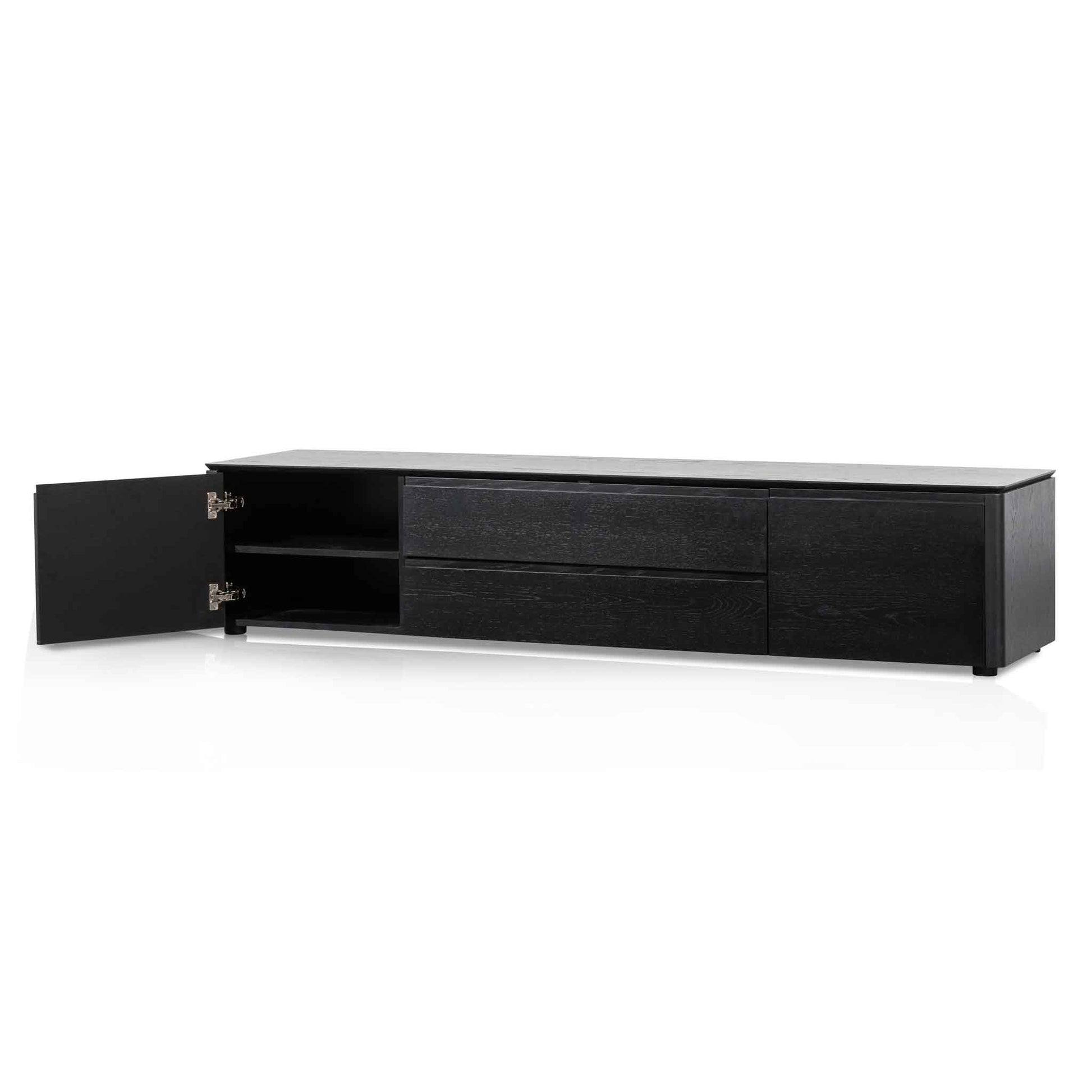 TV Entertainment Unit with Middle Drawer - Black Oak