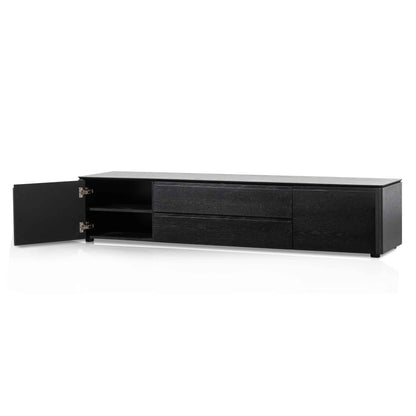 TV Entertainment Unit with Middle Drawer - Black Oak