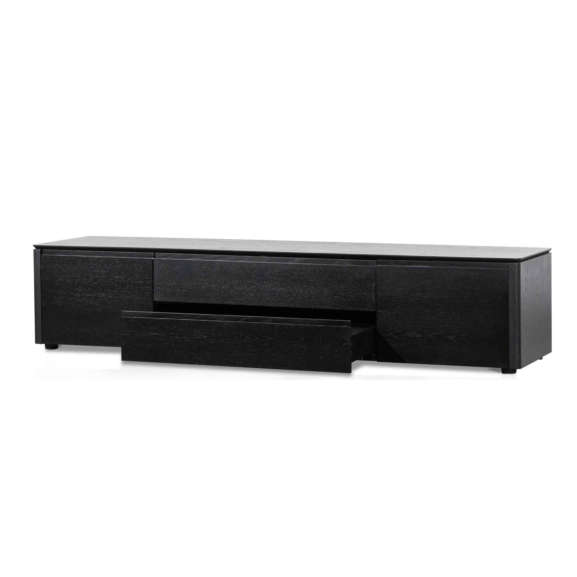 TV Entertainment Unit with Middle Drawer - Black Oak