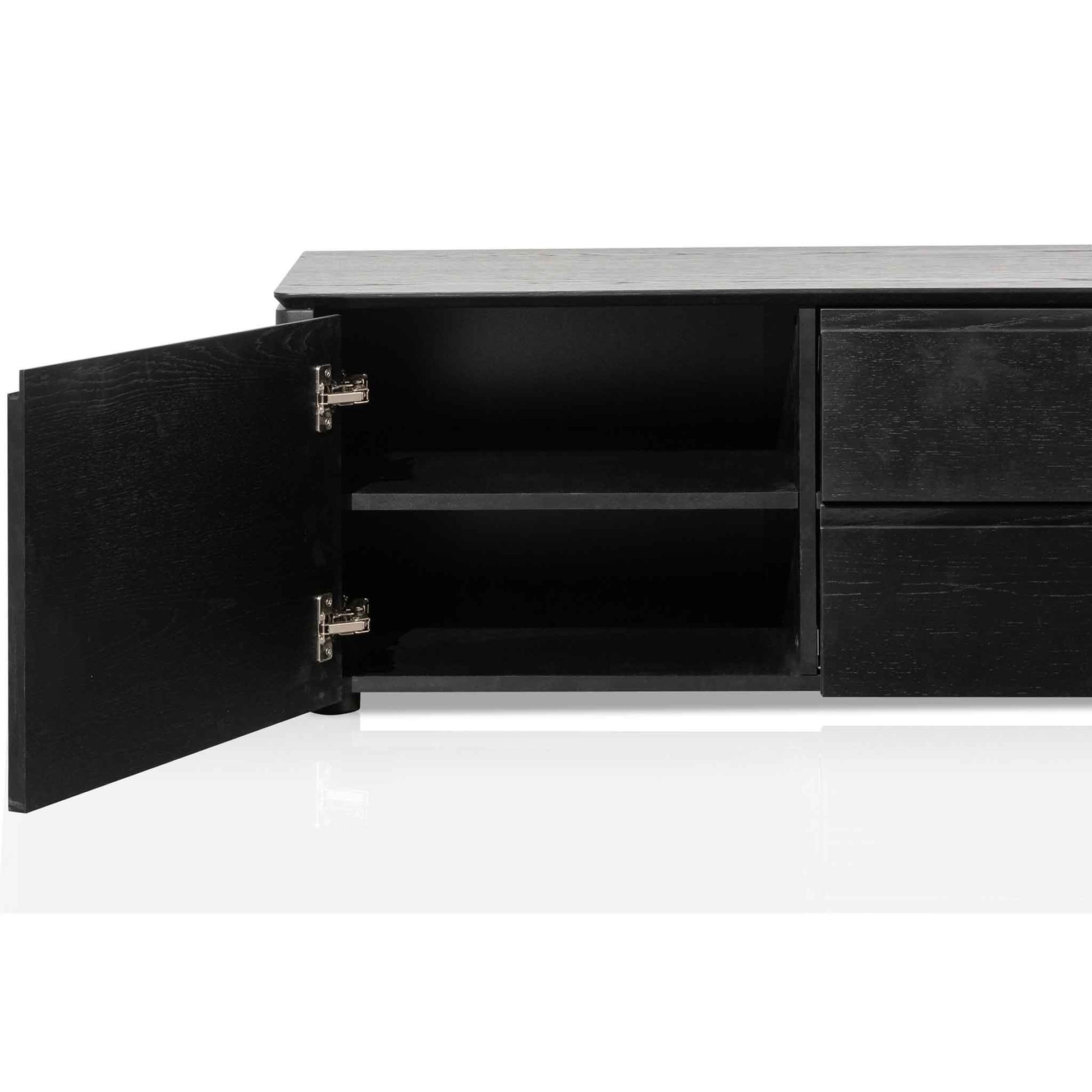TV Entertainment Unit with Middle Drawer - Black Oak