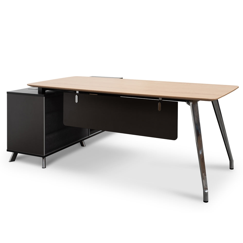 2m Right Return Office Desk - Natural - Black