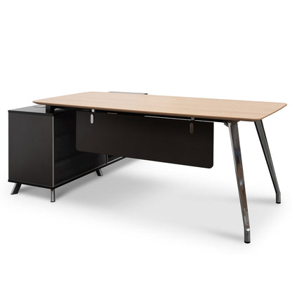 2m Right Return Office Desk - Natural - Black