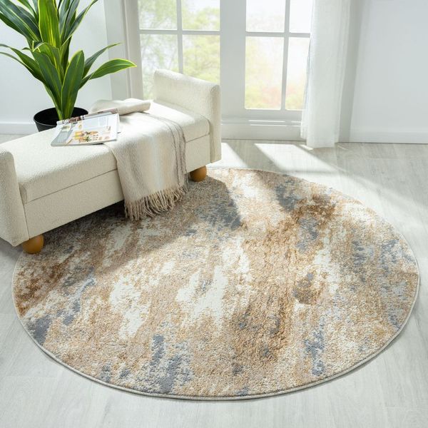 Amber 187 Taupe Round Rug