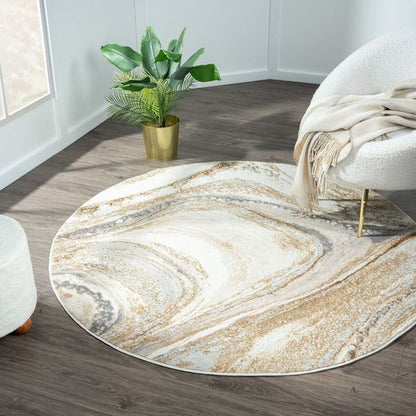 Amber 184 Sand Round Rug