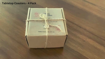 Acacia Wood & Marble Decorative Drink Coasters - Set of 4