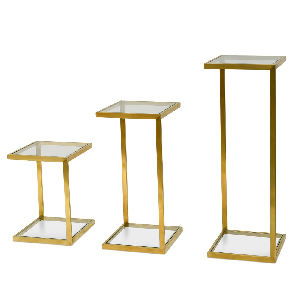 Glass Side Table - Gold Base (Set of 3) - Last one