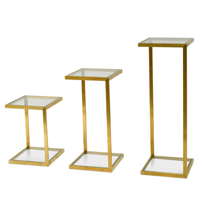 Glass Side Table - Gold Base (Set of 3) - Last one