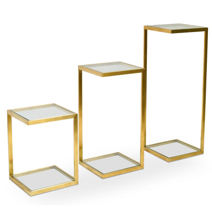 Glass Side Table - Gold Base (Set of 3) - Last one