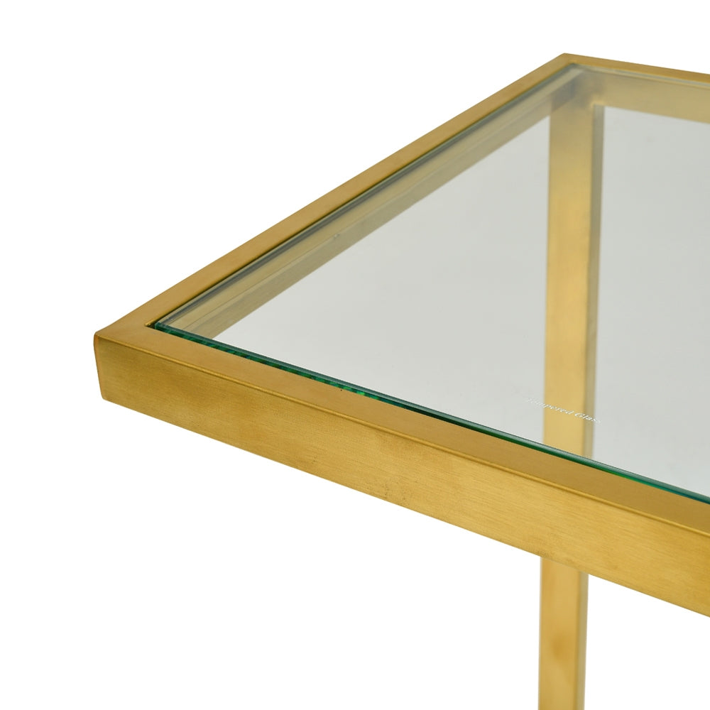 Glass Side Table - Gold Base (Set of 3) - Last one