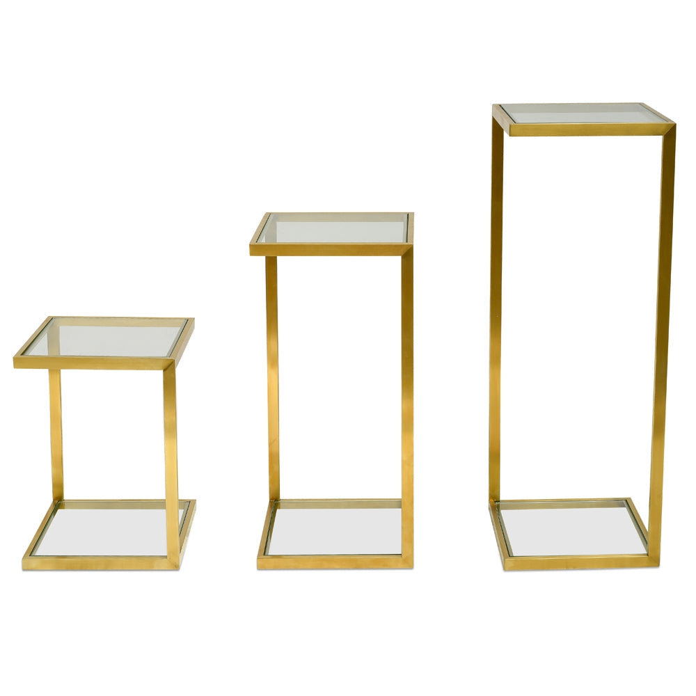 Glass Side Table - Gold Base (Set of 3) - Last one