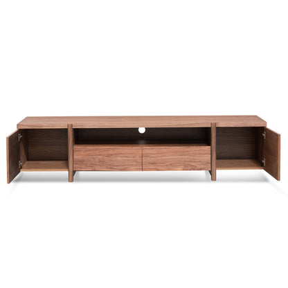 Lowline 2.1m Entertainment TV Unit In Walnut - Timber Legs