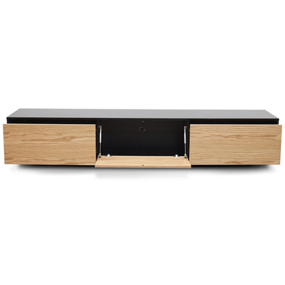2.3m TV Unit - Black with Natural Drawers