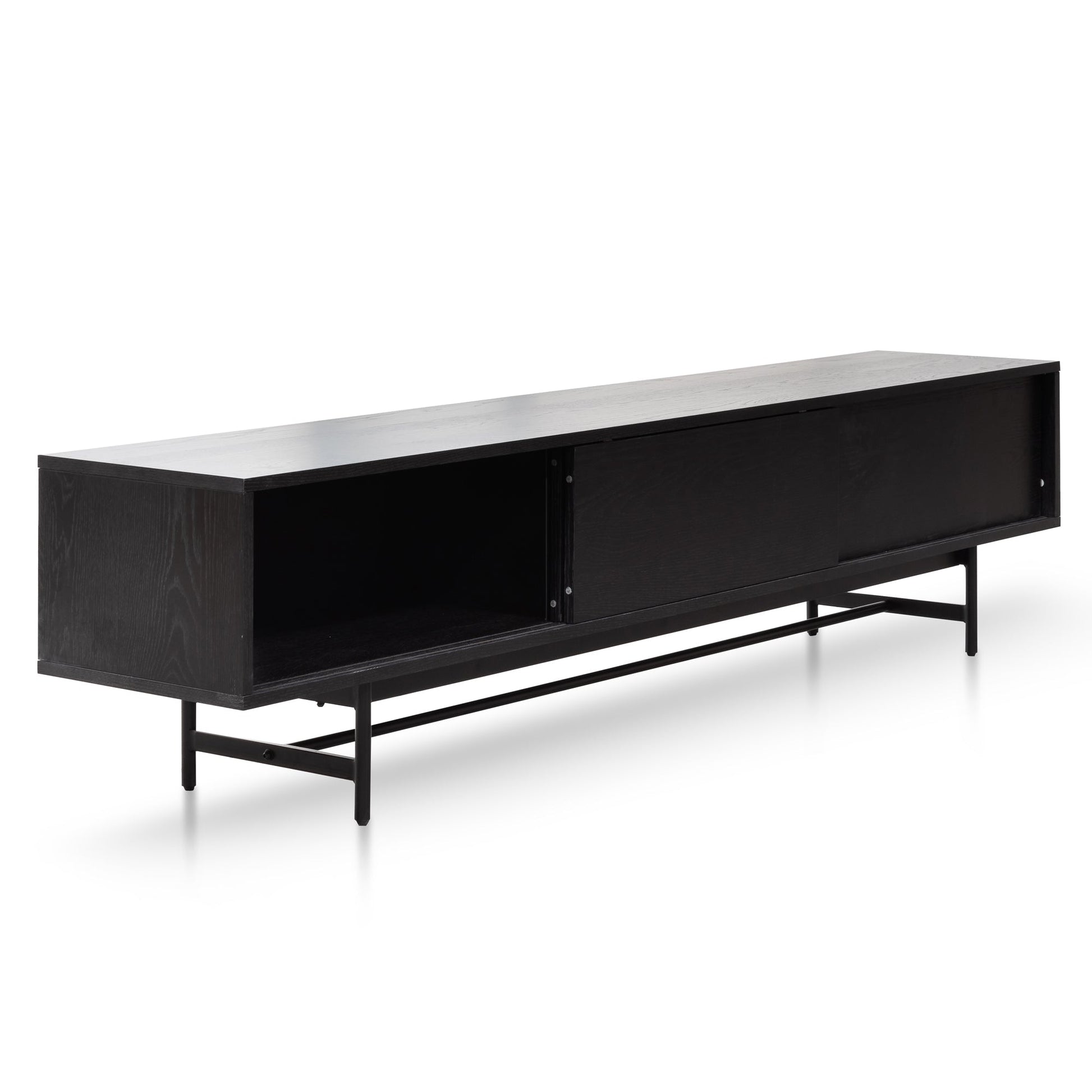 2.1m Wooden Entertainment TV Unit - Full Black
