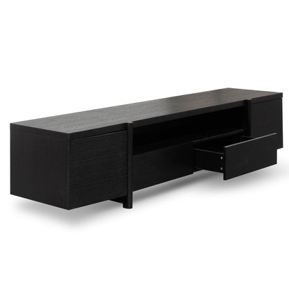 Lowline 2.1m Entertainment TV Unit - Black Oak - Timber Legs